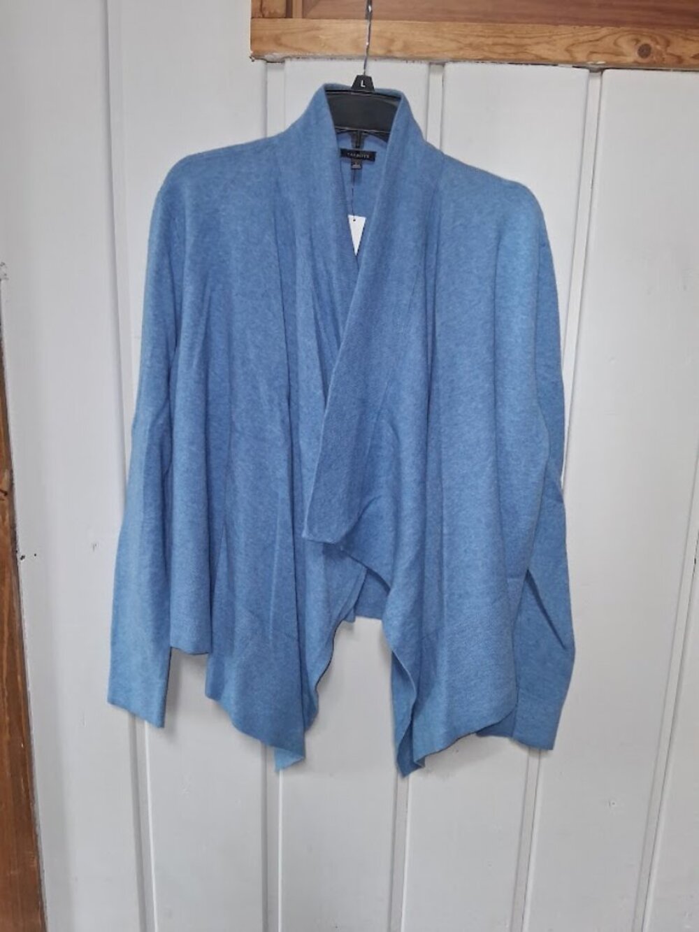 Talbots Supersoft Cotton Blend Open Front Cardigan Sweater NWT Blue Sz L